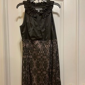 Donna Ricco Black Dress with Lace & Ruffle Details